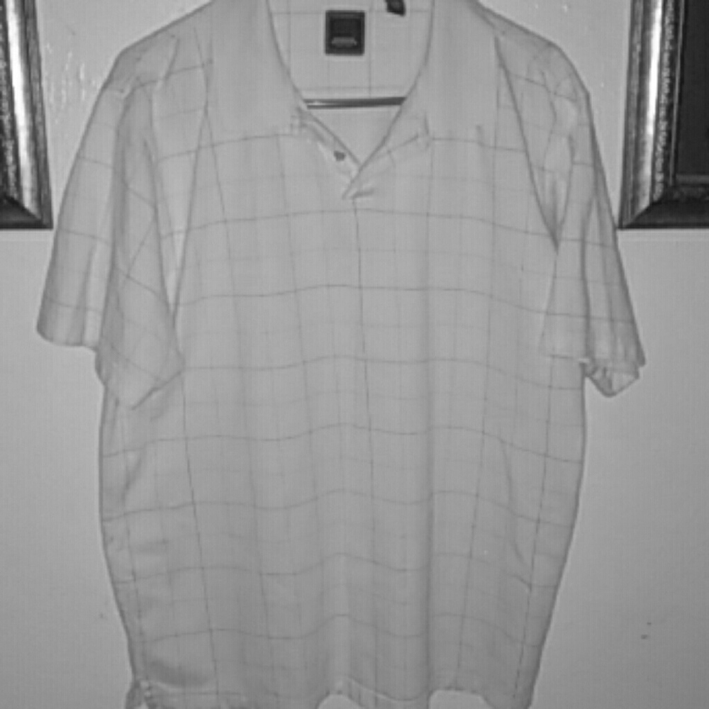 Clean white Arrow dress shirt. Knit polo.